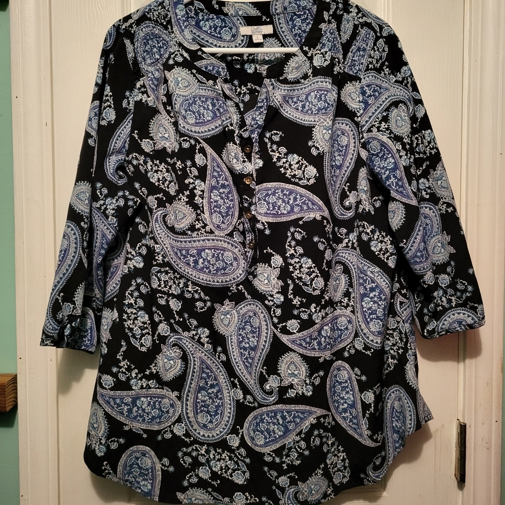Blue and black blouse